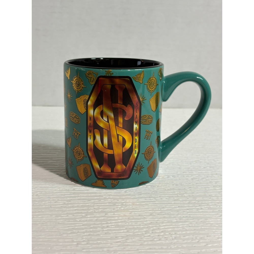 Fantastic Beasts Newt Scamander Teal Ceramic Mug Silver Buffalo 14oz Gold S0114